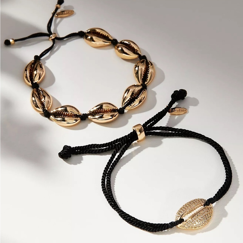 NWT Sold Out at Anthropologie Seashell Rope Mix Bracelets Set of 2
